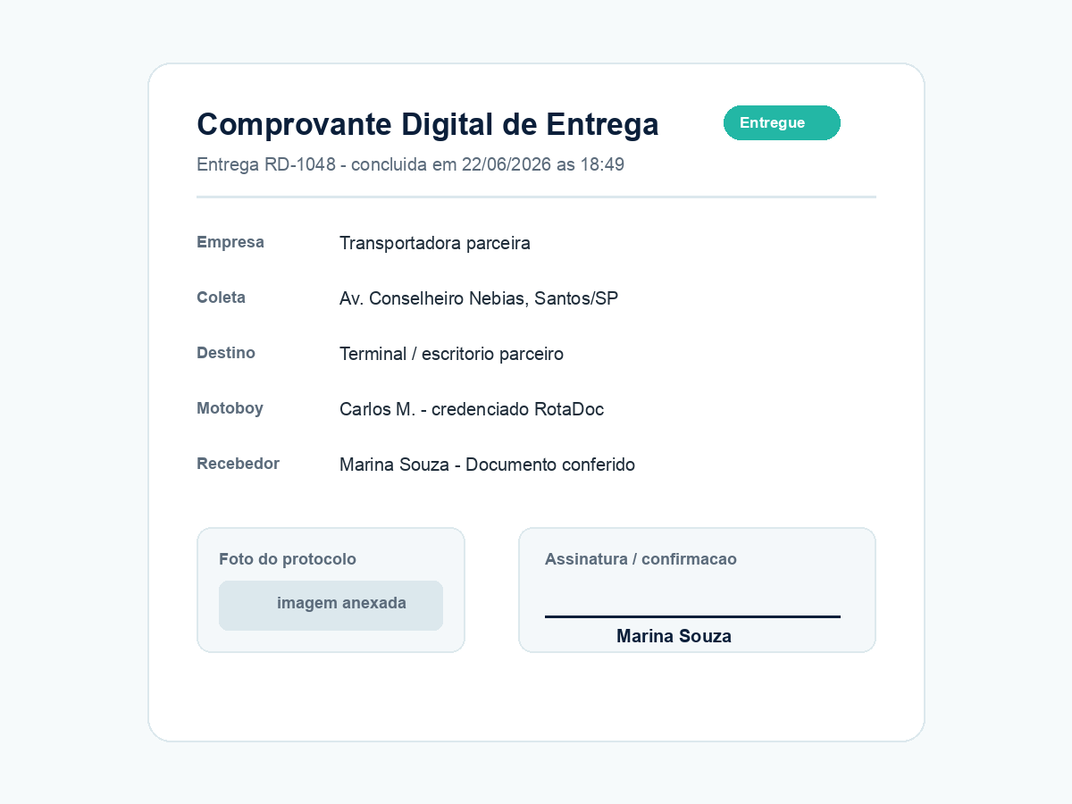 Comprovante digital gerado pela RotaDoc